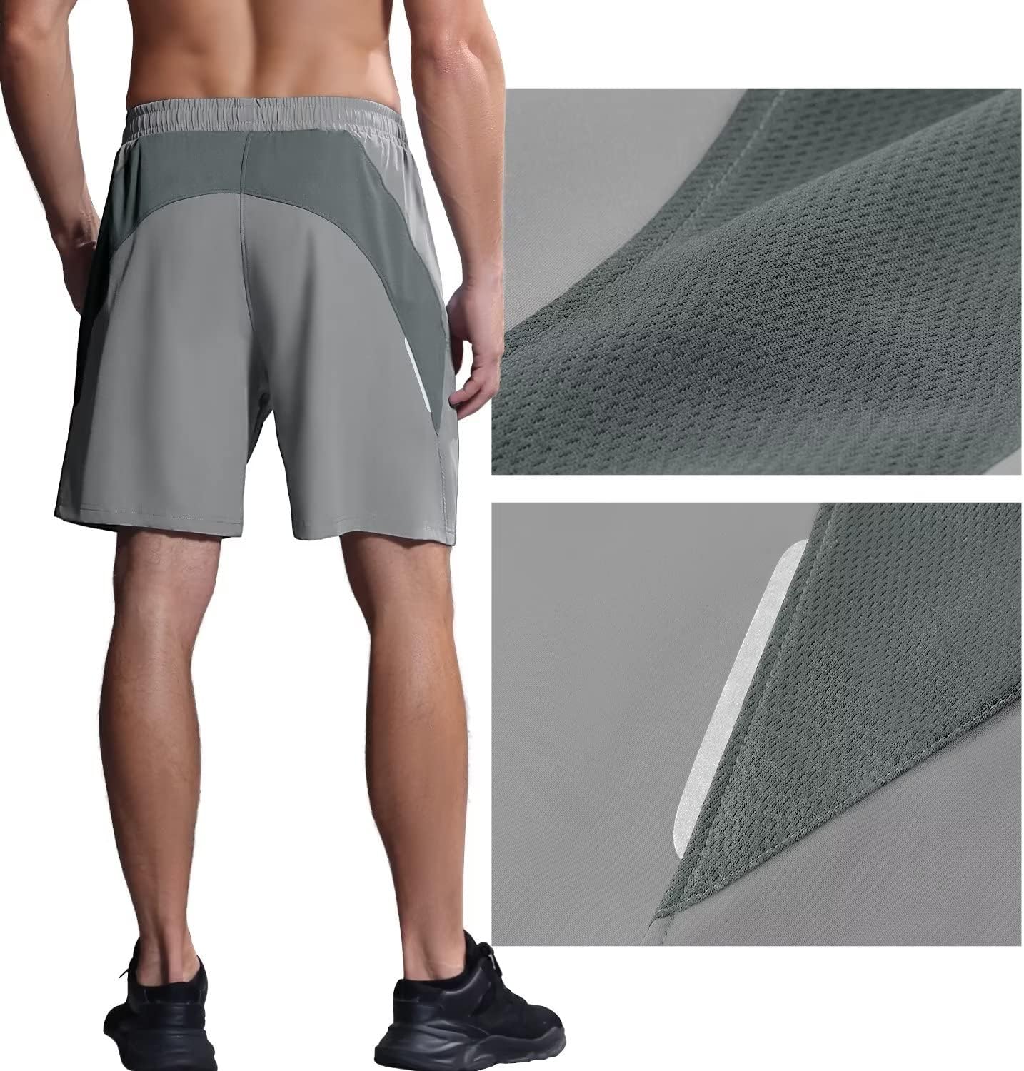 Thumbnail 3 de HMIYA pantaloncini running uomo leggeri con tasche con cerniera e banda riflettente