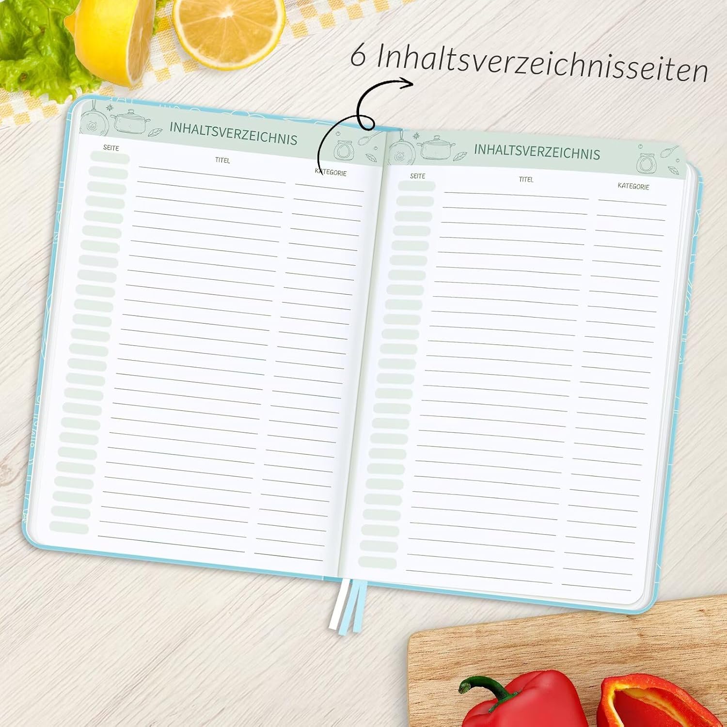 Thumbnail 4 de AITBOLFIT Rezeptbuch zum Selberschreiben A5 (Pastellblau) für 150 Rezepte