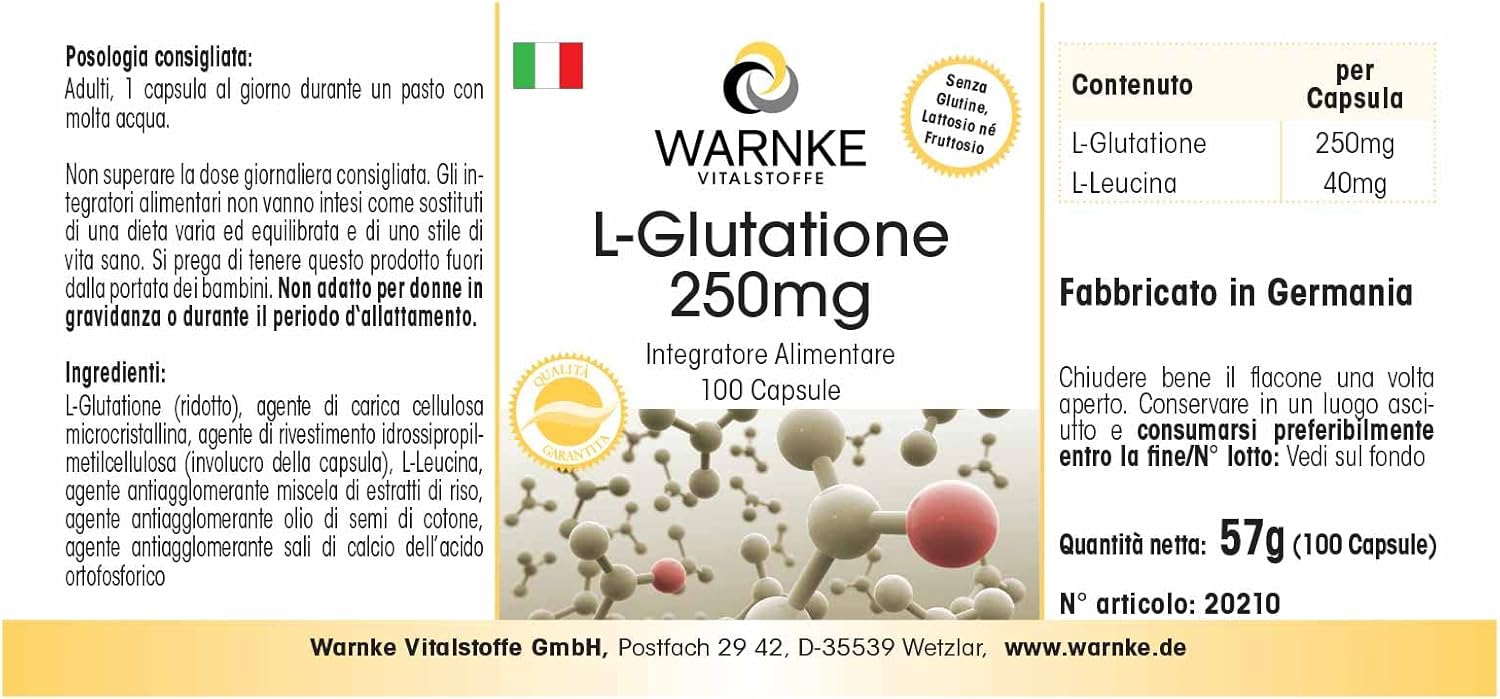Thumbnail 5 de Warnke Vitalstoffe L-Glutatión 250mg 💊, 100 cápsulas