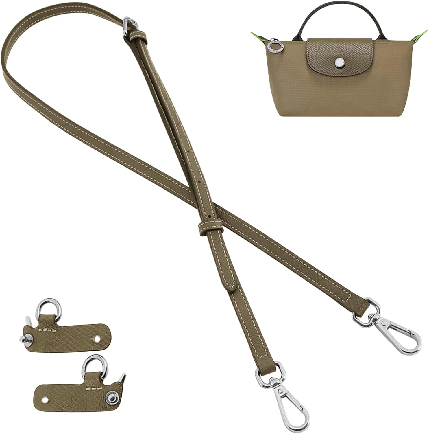 Detalle de jiesinlov Rindsleder Taschenriemen Umrüstsatz als Ersatzgurt für Le Pliage XS / Mini Pouch