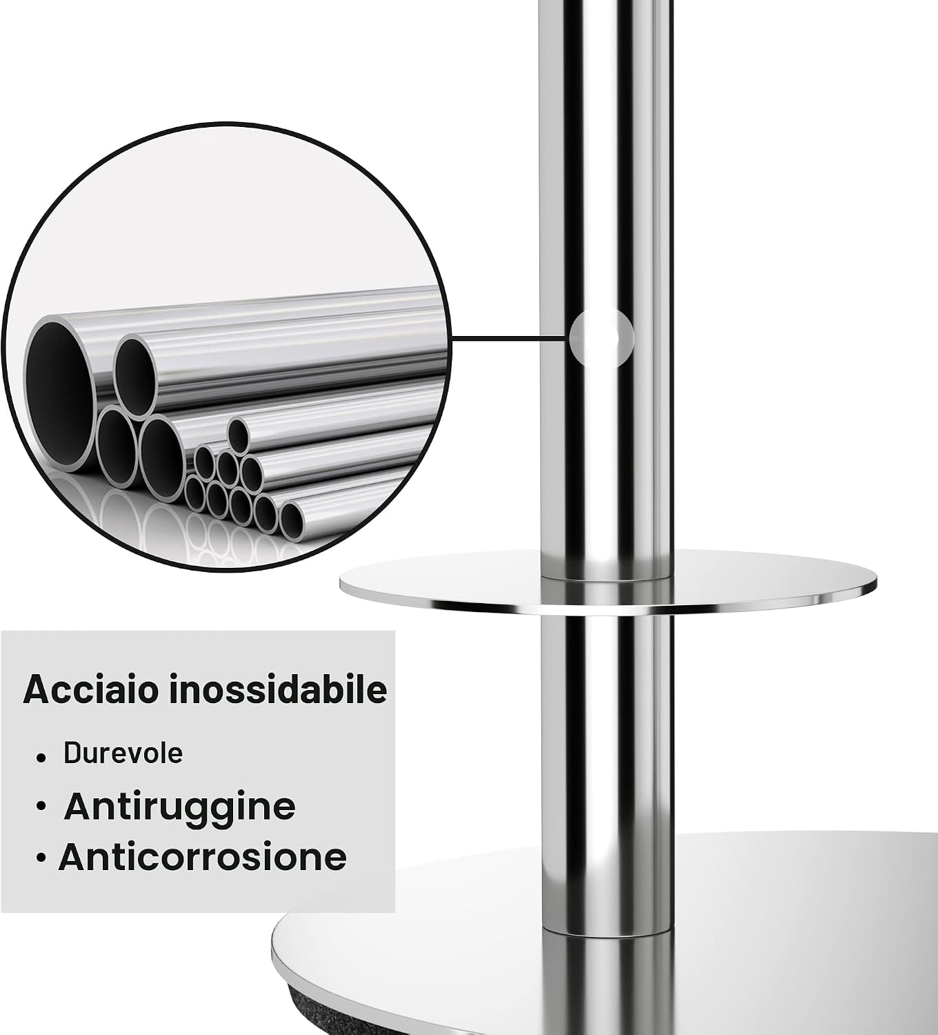 Detalle de Porta carta igienica in acciaio inox con dispenser per 3 rotoli