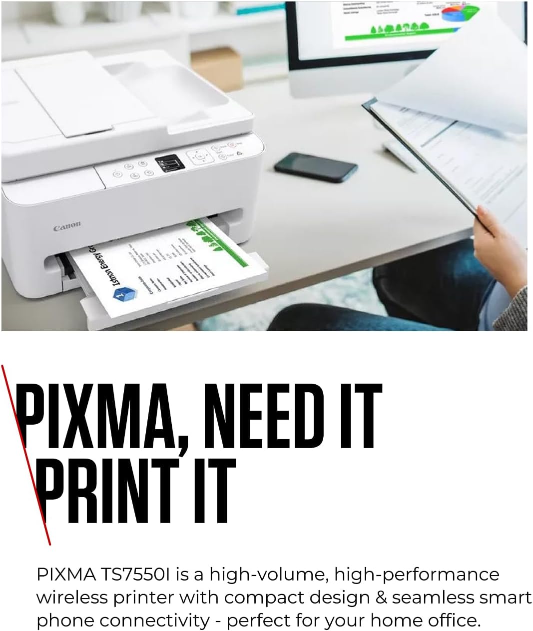 Detalle de Canon PIXMA TS7550I: A compact, wireless all‑in‑one for home offices