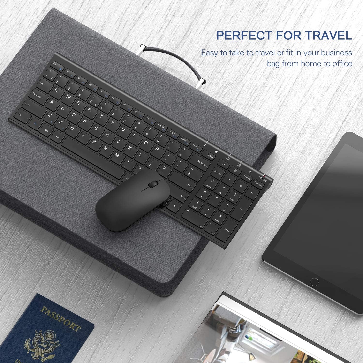 Thumbnail 4 de seenda WGJP-031B wireless keyboard & mouse set (ultra-thin rechargeable, UK QWERTY) – black