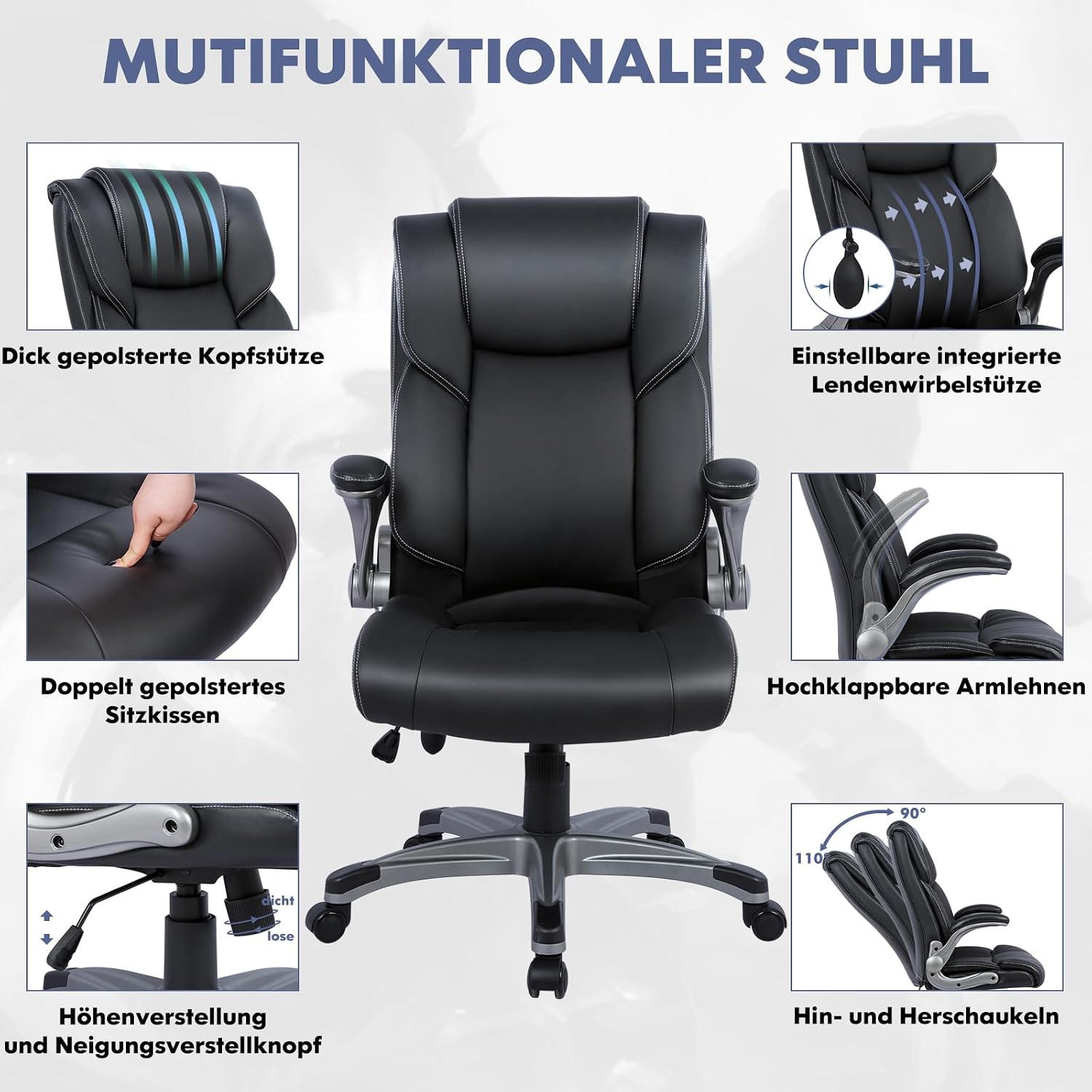 Thumbnail 4 de COLAMY Bürostuhl Ergonomisch Chefsessel