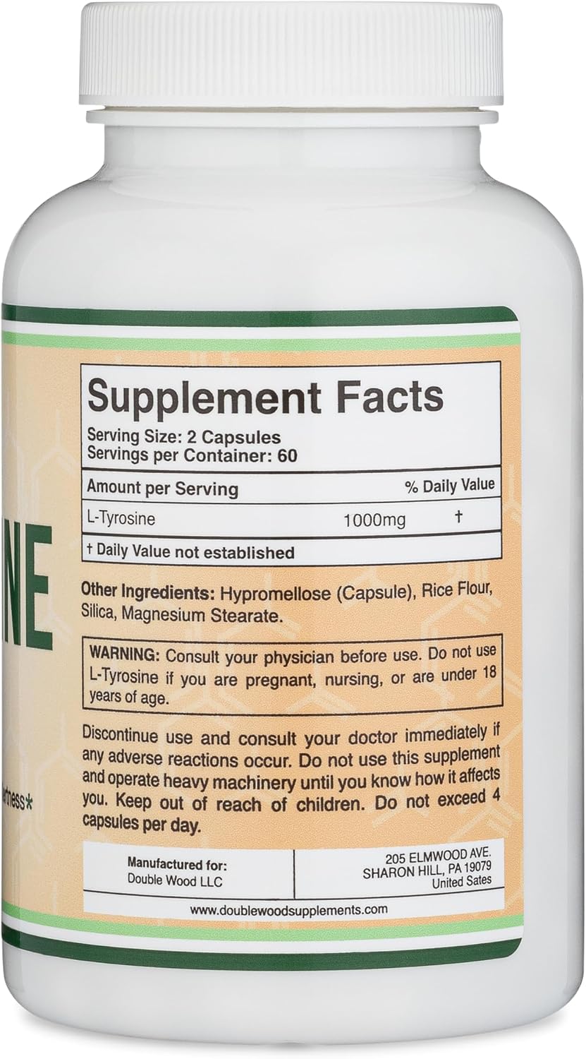 Thumbnail 2 de Double Wood L-Tyrosine Capsules 1,000 mg