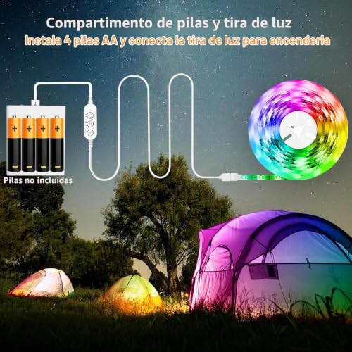 Detalle de FUPT Tira LED TV 3m RGB con pilas y control remoto | luz ambiental para cine en casa, cocina y dormitorio