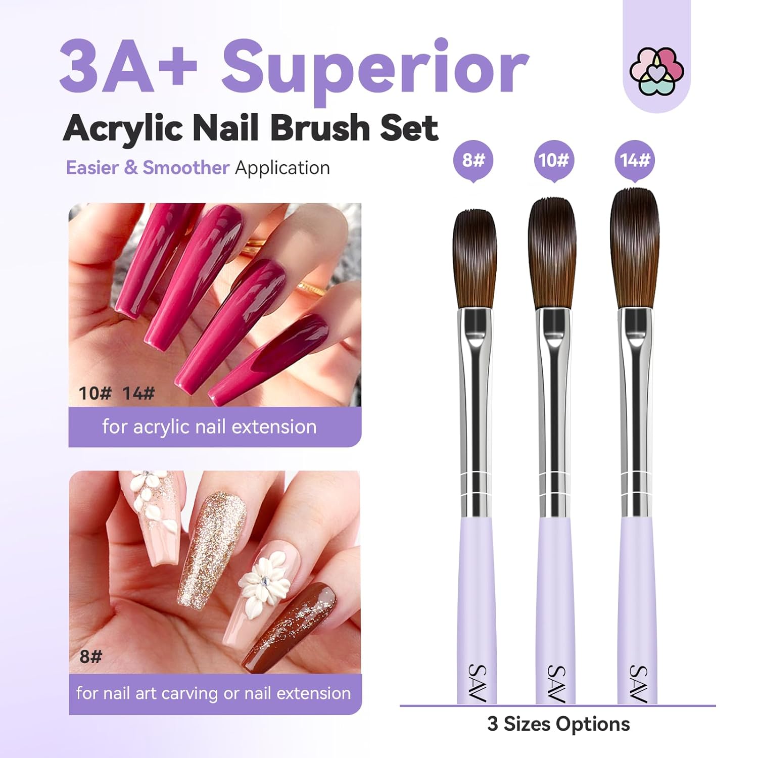 Thumbnail 5 de SAVILAND Acryl Liquid Set für Nägel (EMA Monomer Acrylic Liquid) inkl. 3 Acrylpinsel, Pinselreiniger & Dappenschale