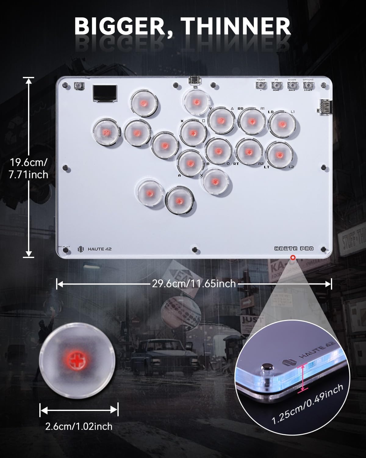 Detalle 2 de Sehawei Haute42 Arcade Stick T16 16Keys all-button arcade controller with Turbo, Custom RGB & hot-swap