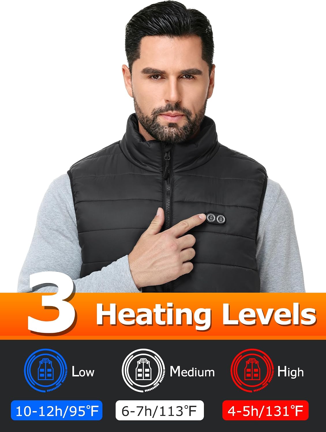 Thumbnail 4 de LEYKEURA Men's Heated Vest with 9 Heating Zones and 16,000mAh Battery