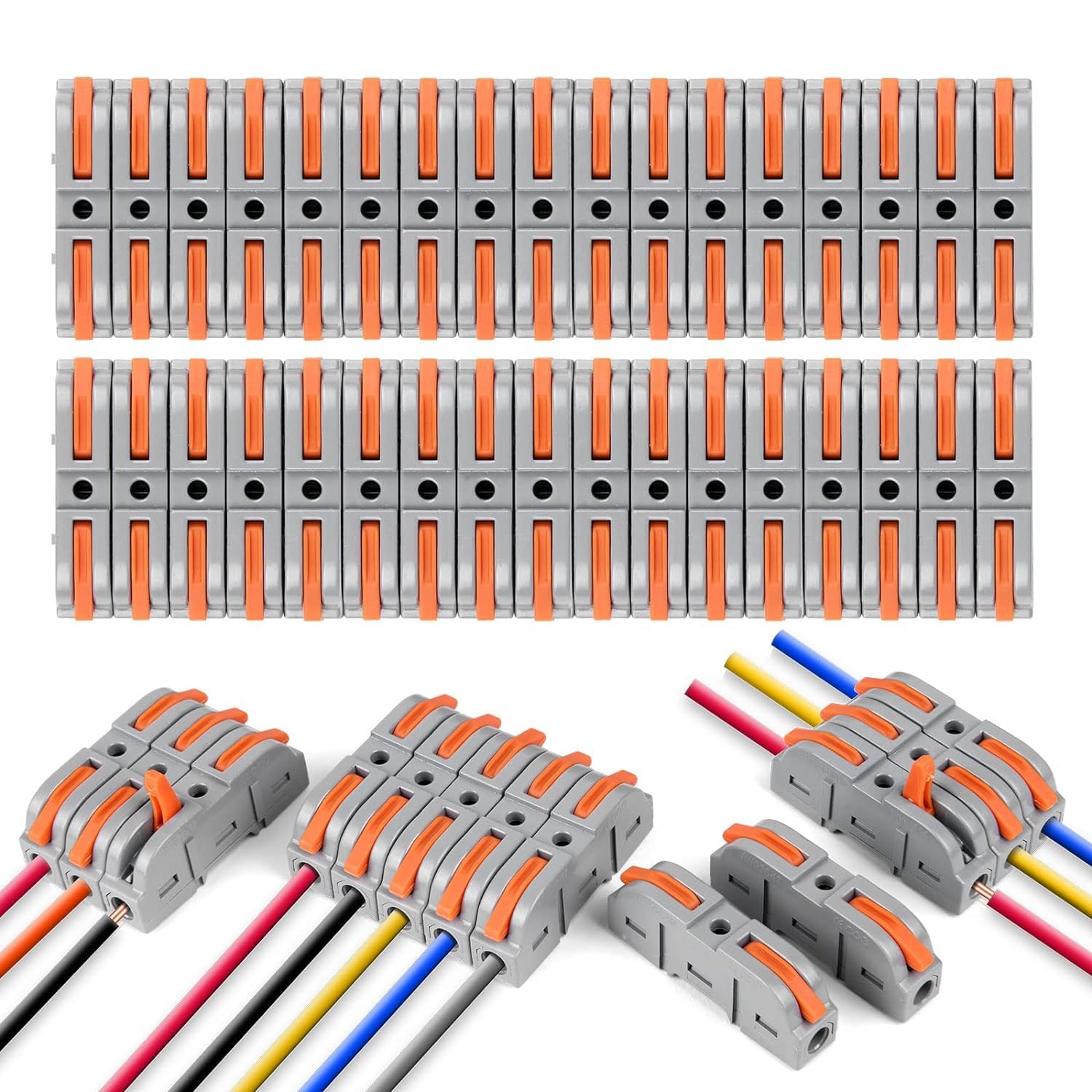 flintronic Connecteurs électriques rapides avec levier – 119 pcs, bornes de connexion 1 fil à 2 entrées