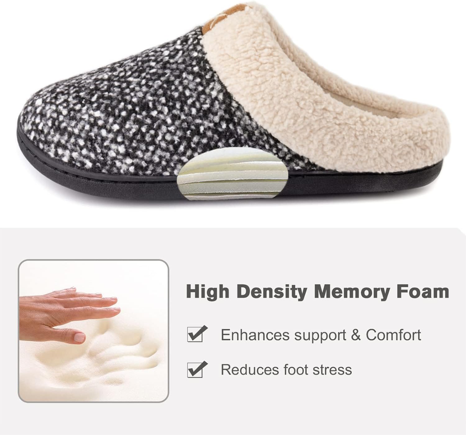 Thumbnail 3 de ULTRAIDEAS Ladies' Cozy Memory Foam Slippers with Fleece Lining and Anti-Slip Sole