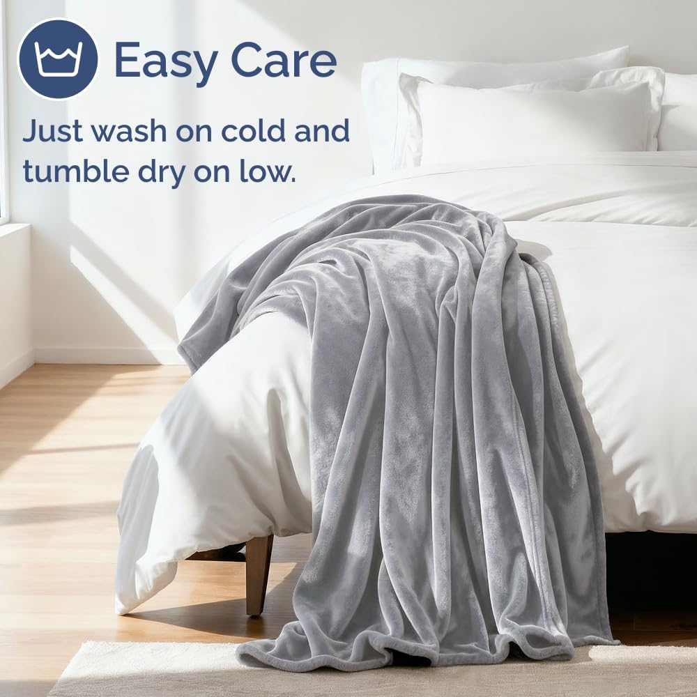 Thumbnail 4 de CGK Unlimited Ultra Soft Fleece Blanket Throw (Grey) — lightweight, breathable microplush for couch, bed, and travel