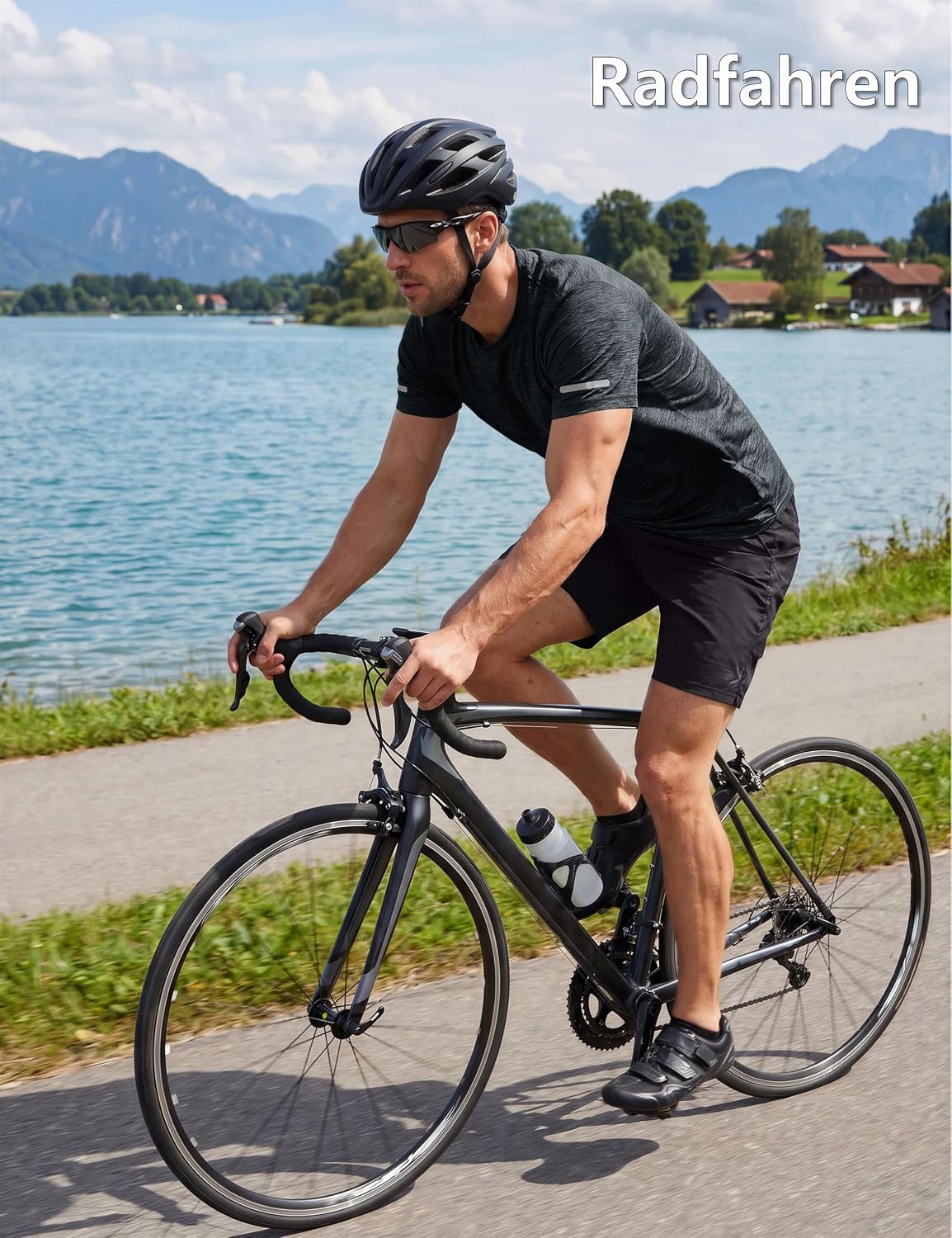 Detalle de KEFITEVD Funktionsshirt Herren – schnelltrocknendes, atmungsaktives Kurzarm-Trainingsshirt mit Reflektoren