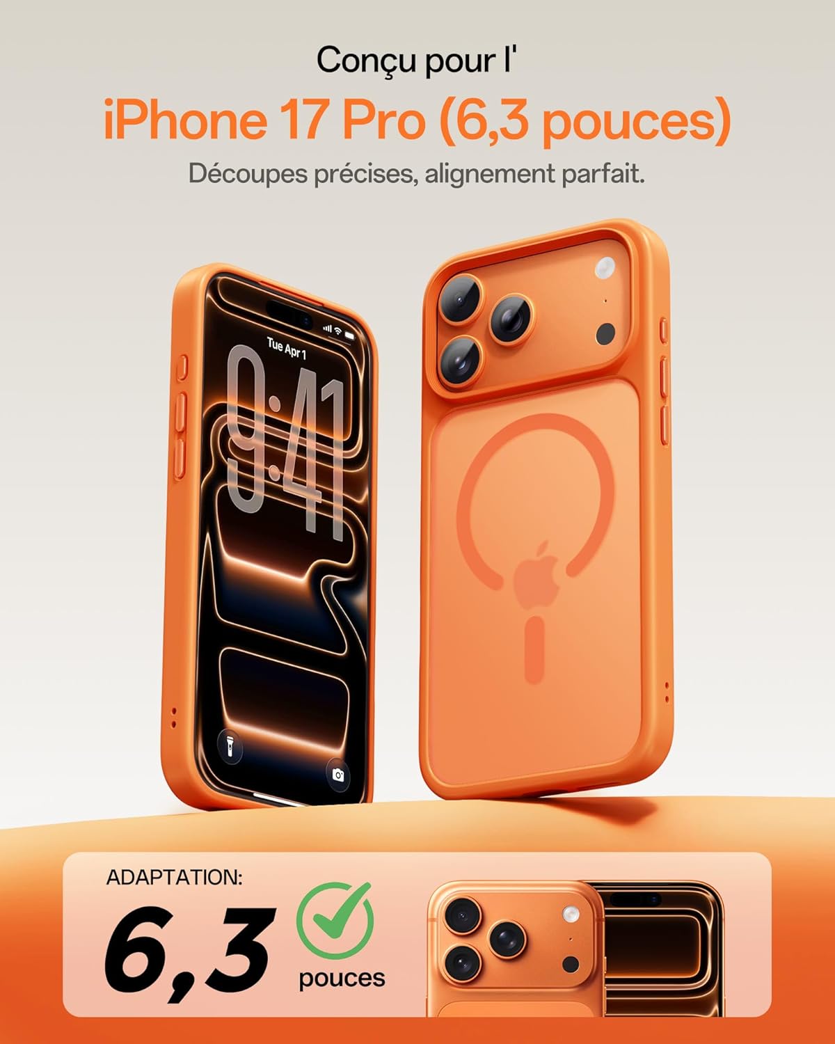 Thumbnail 1 de UNBREAKcable Coque Magnétique pour iPhone 17 Pro 6,3 pouces – MagSafe, Orange