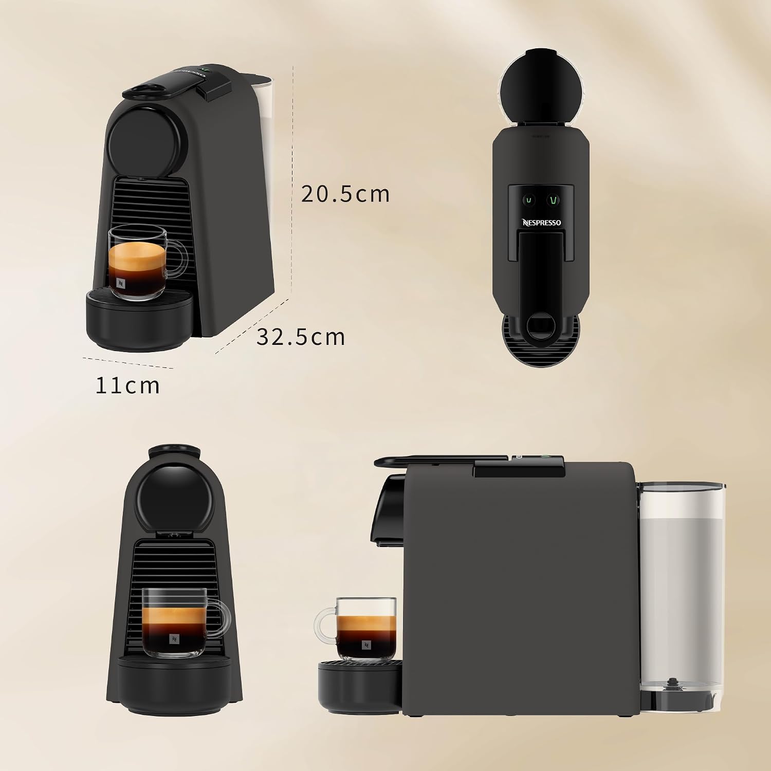 Detalle de ネスプレッソ エッセンサ ミニ D30-MM-W カプセル式コーヒーメーカー、マットブラック・0.6L・最大19気圧