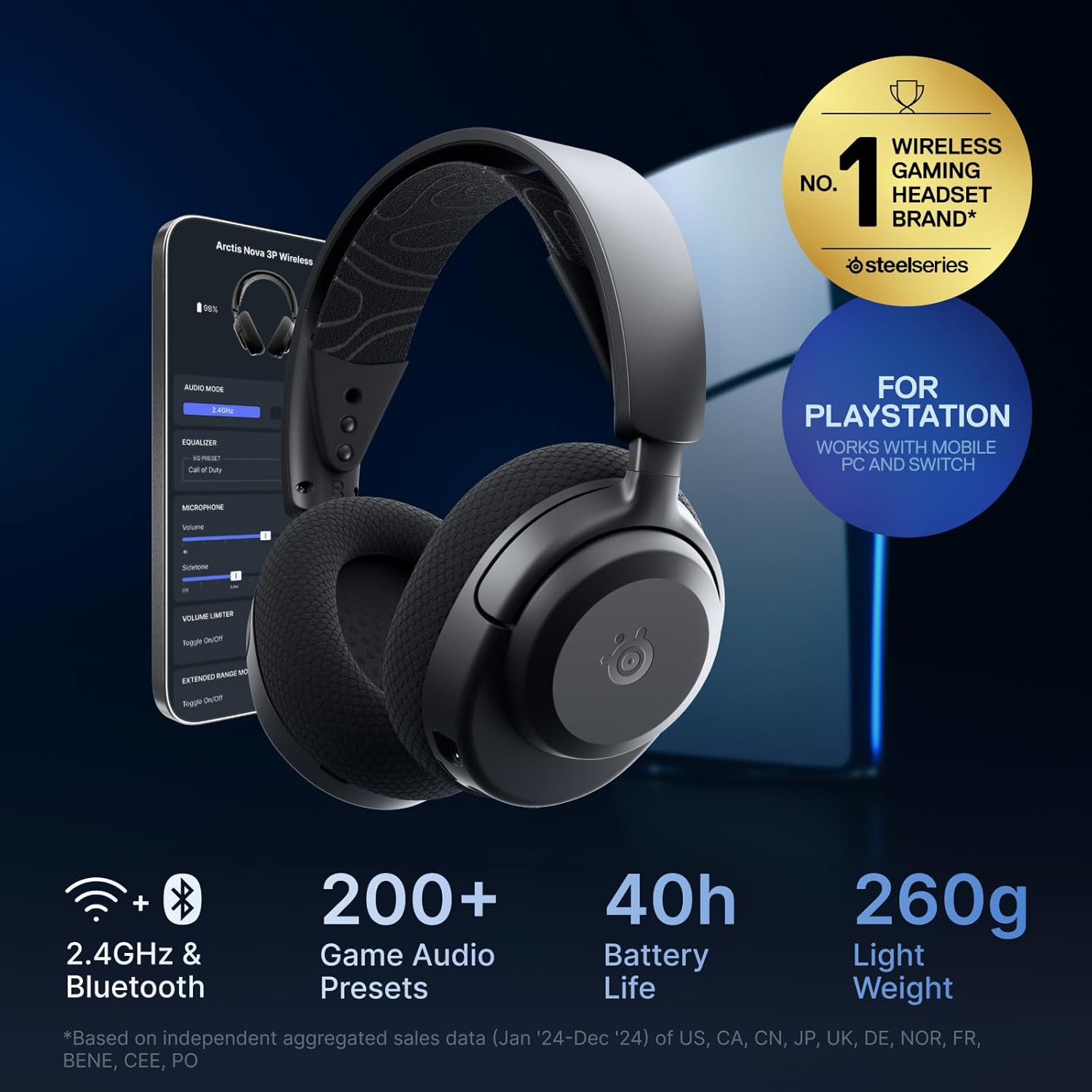 Detalle de SteelSeries Arctis Nova 3P 40 hr Wireless Gaming