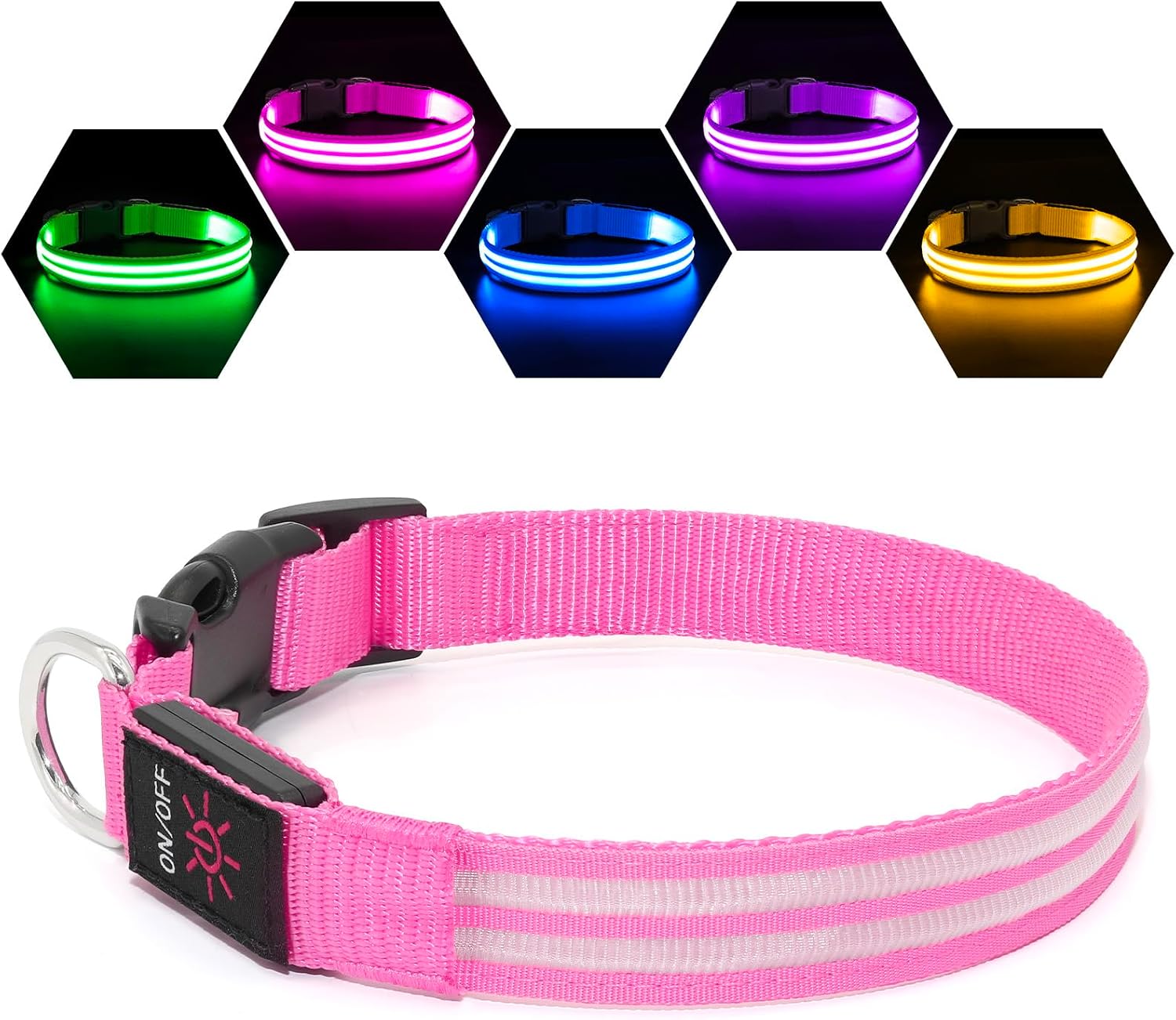 Detalle de Weesiber Leuchthalsband Hund LED, aufladbar, M