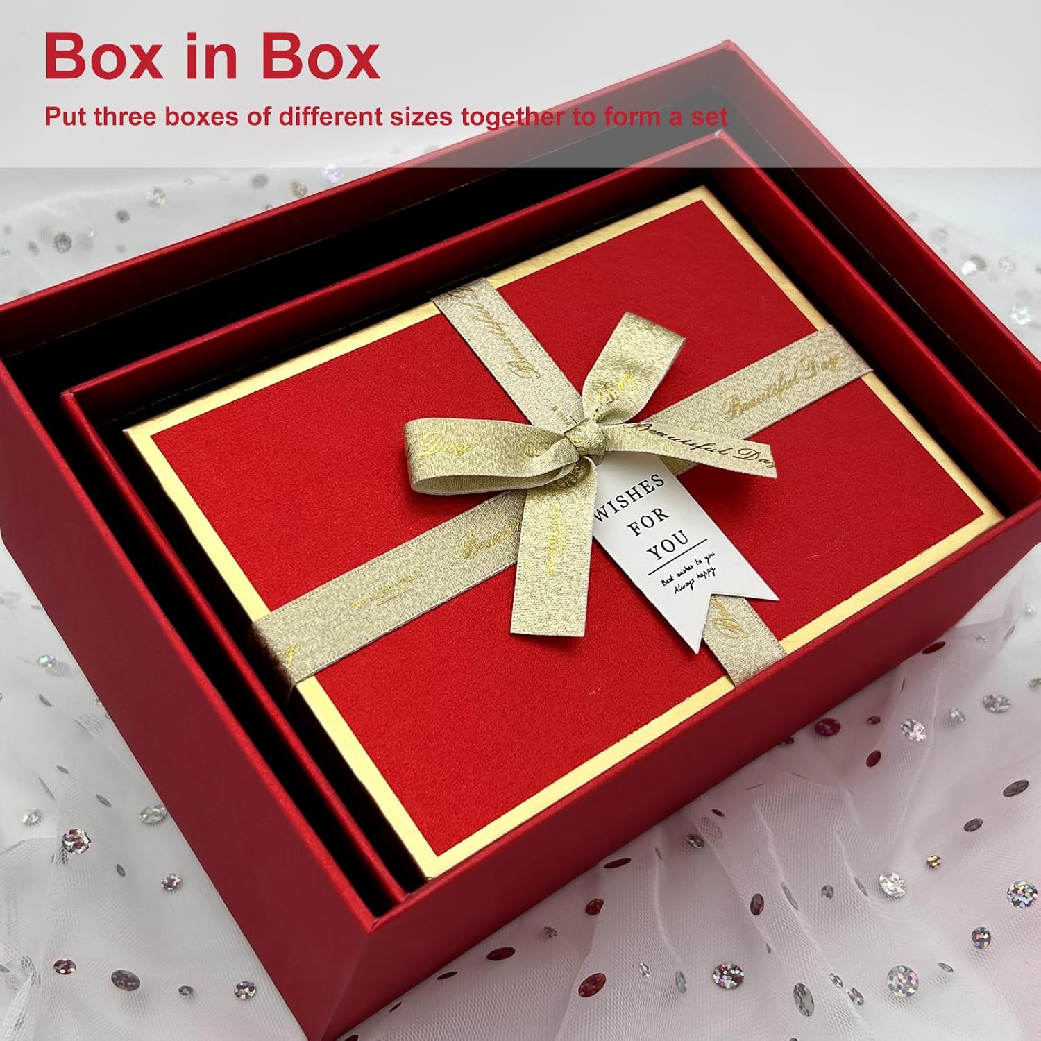Thumbnail 2 de Red Gift Box Set 3 Pack 17.5cm