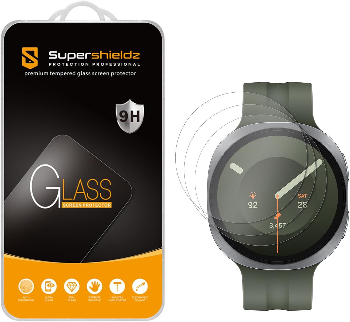Detalle de Supershieldz Galaxy Watch 9/8 (44mm) Tempered Glass Screen Protector, 3-Pack