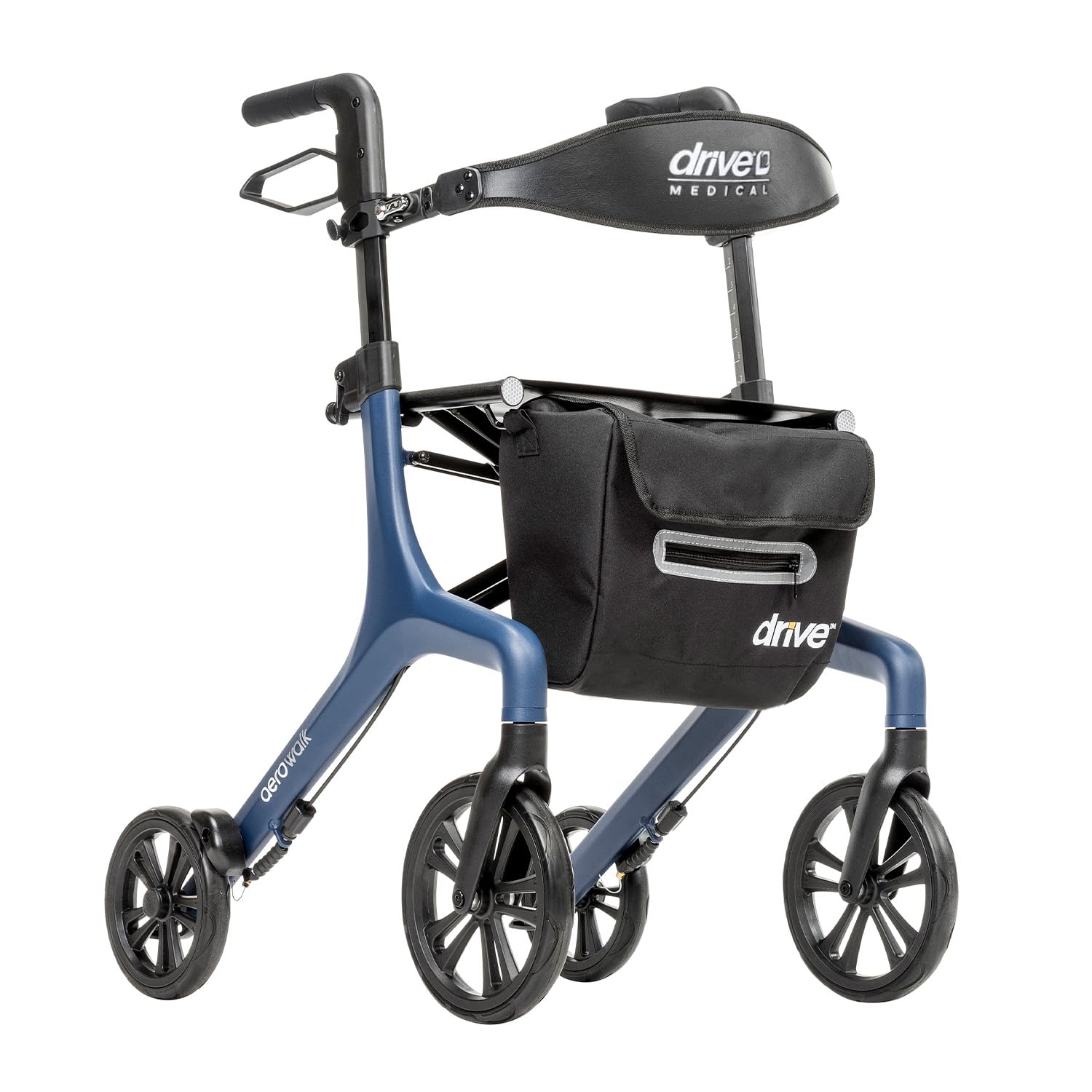Detalle de Drive Medical AeroWalk Rollator with Seat, Folding Aluminium Frame, Blue