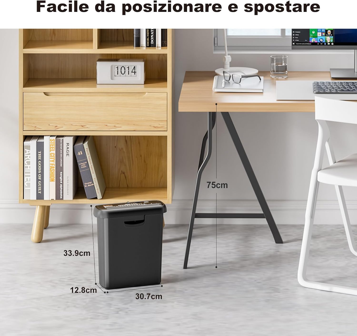 Detalle 2 de Bonsaii S123-A Distruggi documenti con braccio telescopico: compatto, sicuro e versatile