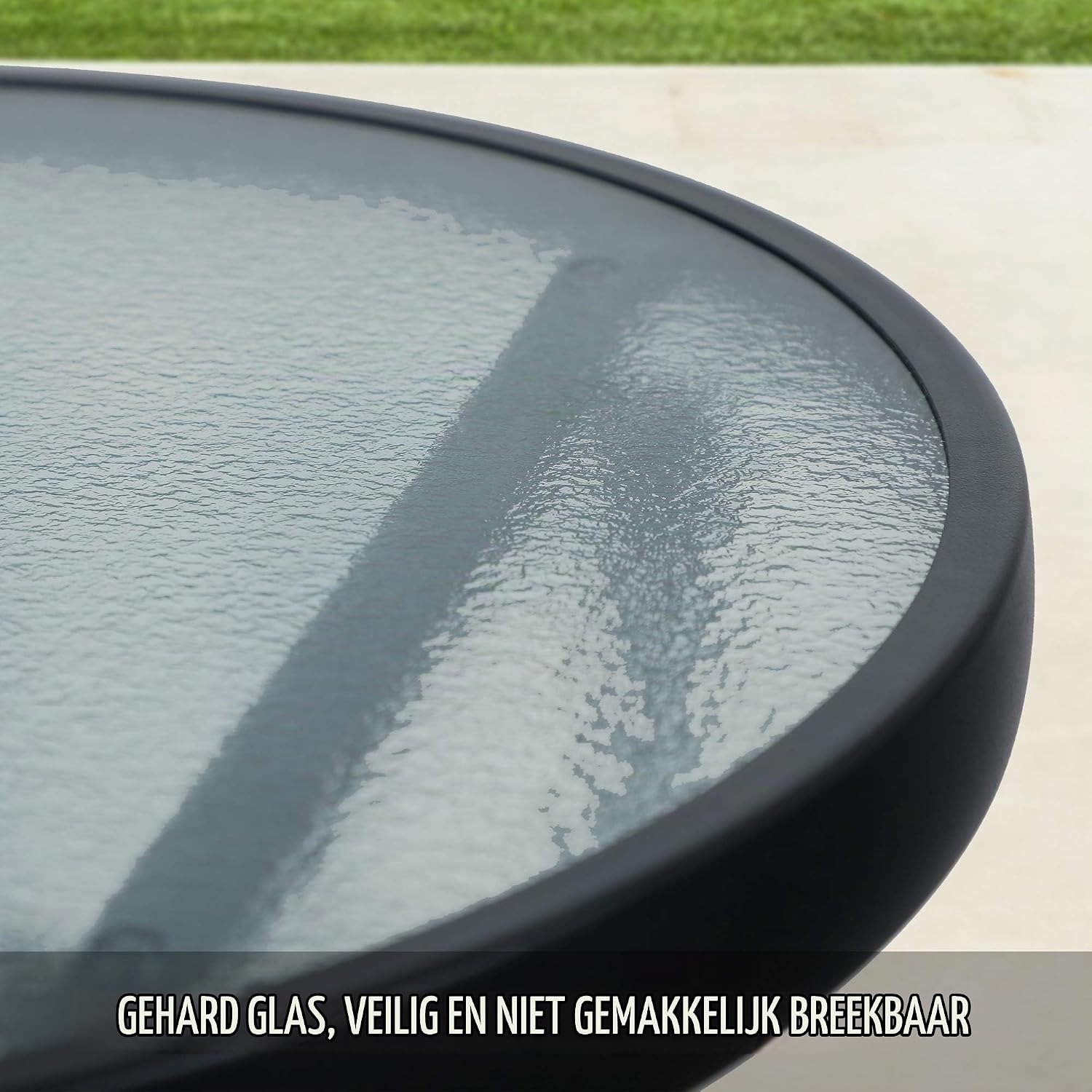 Detalle 2 de PHI VILLA inklapbare ronde bijzettafel met blad van gehard glas, 46 cm