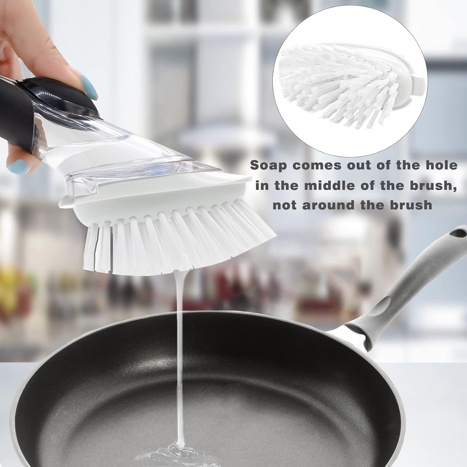 Detalle de Brush Refills for OXO Dish Brush - 4 Pack Dish Brush Cleaning Soap Dispensing Head Replacement for Scrubber (White)