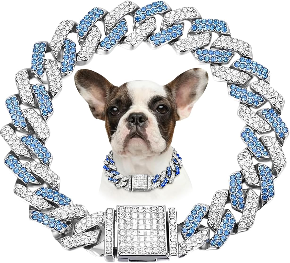 Thumbnail 6 de Hotlion Silver Dog Chain with Diamond Cuba Link Collar