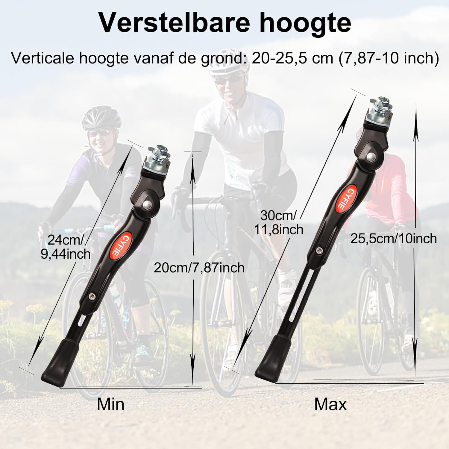 Thumbnail 2 de CYFIE verstelbare fietsstandaard van aluminium, 4 cm verstelbaar met antislipvoet