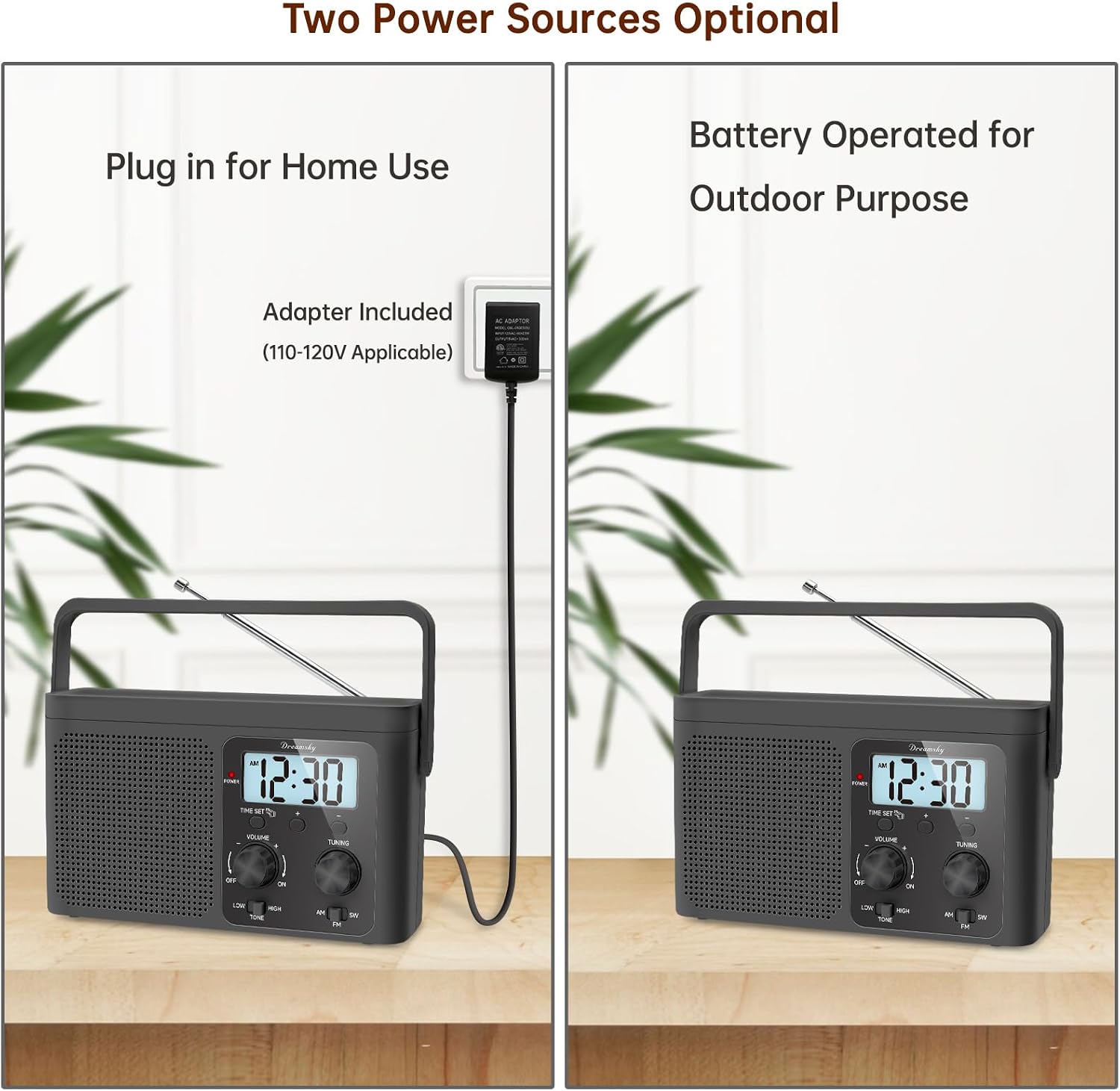 Thumbnail 4 de DreamSky d233dbf9-b61c-49b8-9f45-85951a54dca0 Portable AM/FM/SW Radio with LCD Clock