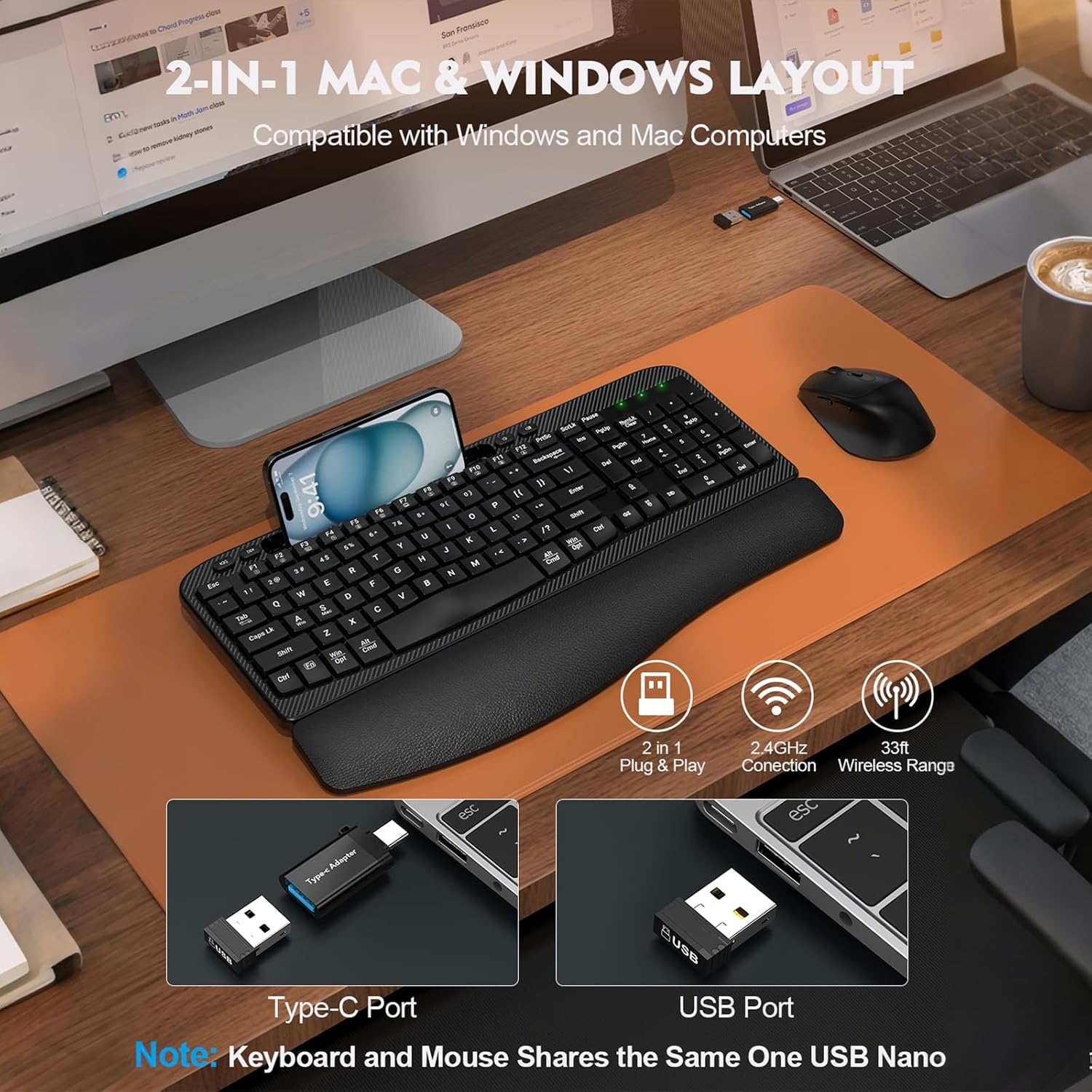 Thumbnail 4 de Wave Keys Wireless Keyboard Mouse Combo