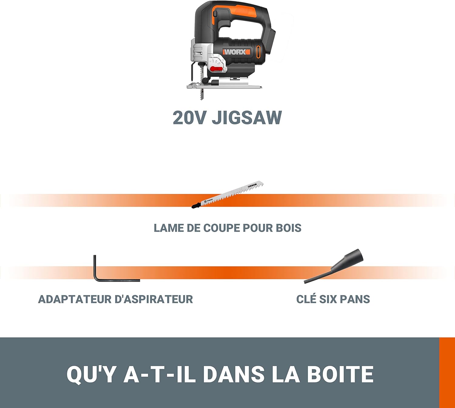 Thumbnail 5 de WORX Scie Sauteuse sans Fil 20V WX543.9 – polyvalente et compacte