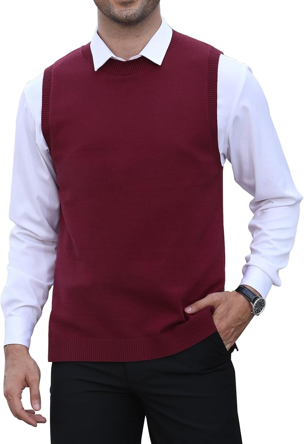 Detalle de KUYIGO Herren Strickweste mit Rundhals