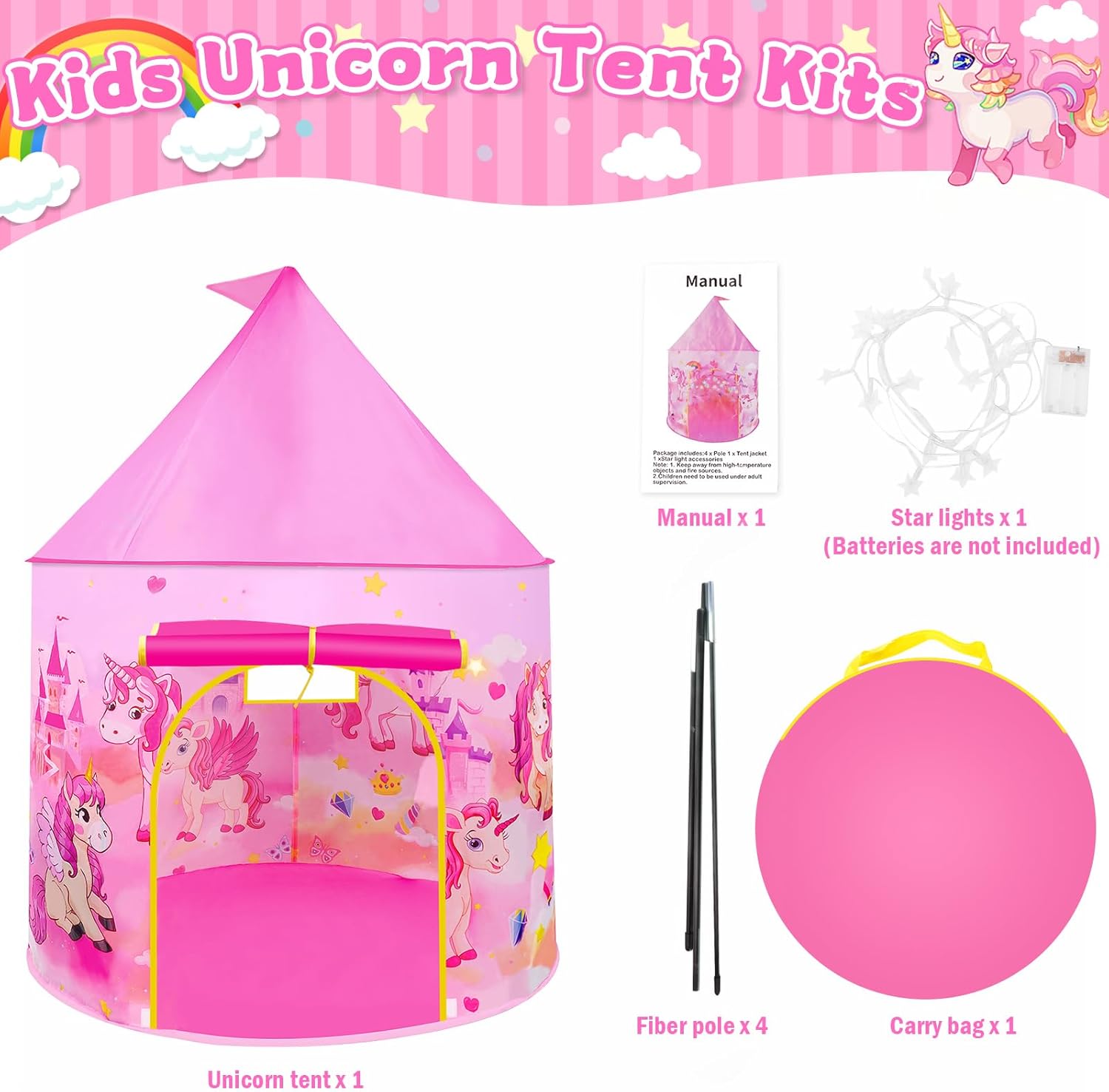 Thumbnail 5 de Pop Up Tent for Girls: Unicorn Playhouse for 3โ7๐ช