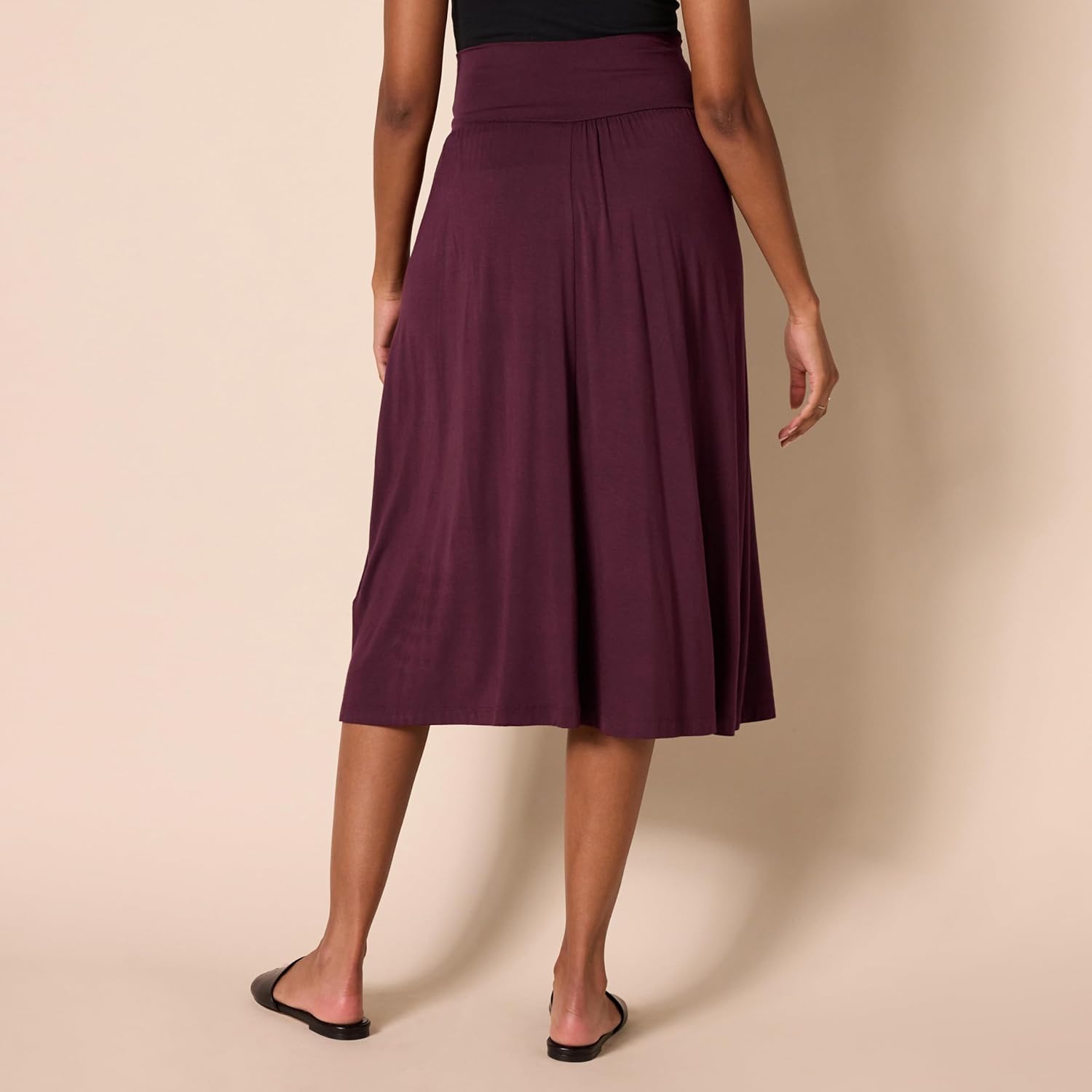 Detalle de Amazon Essentials Damen Midirock aus Jersey zum Hineinschlüpfen – 66,0 cm Länge