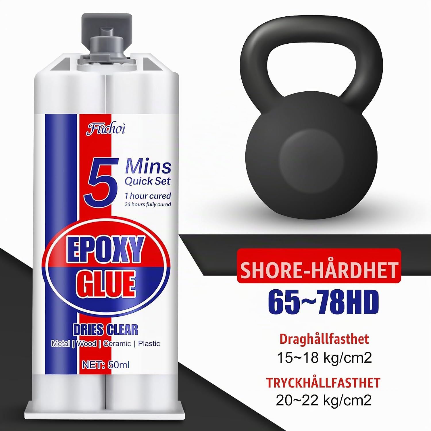 Thumbnail 4 de Fuchoi tvåkomponents epoxilim, transparent 100 ml med härdning på 5 minuter