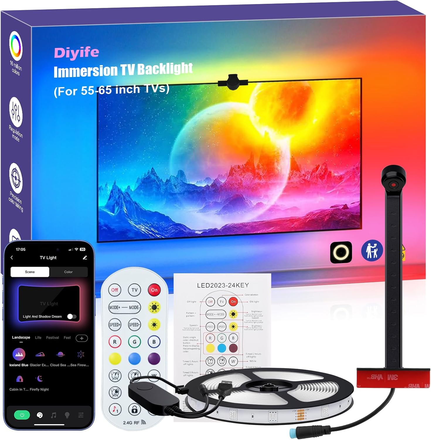 Detalle de Diyife Tira LED 4M para TV 50-60"