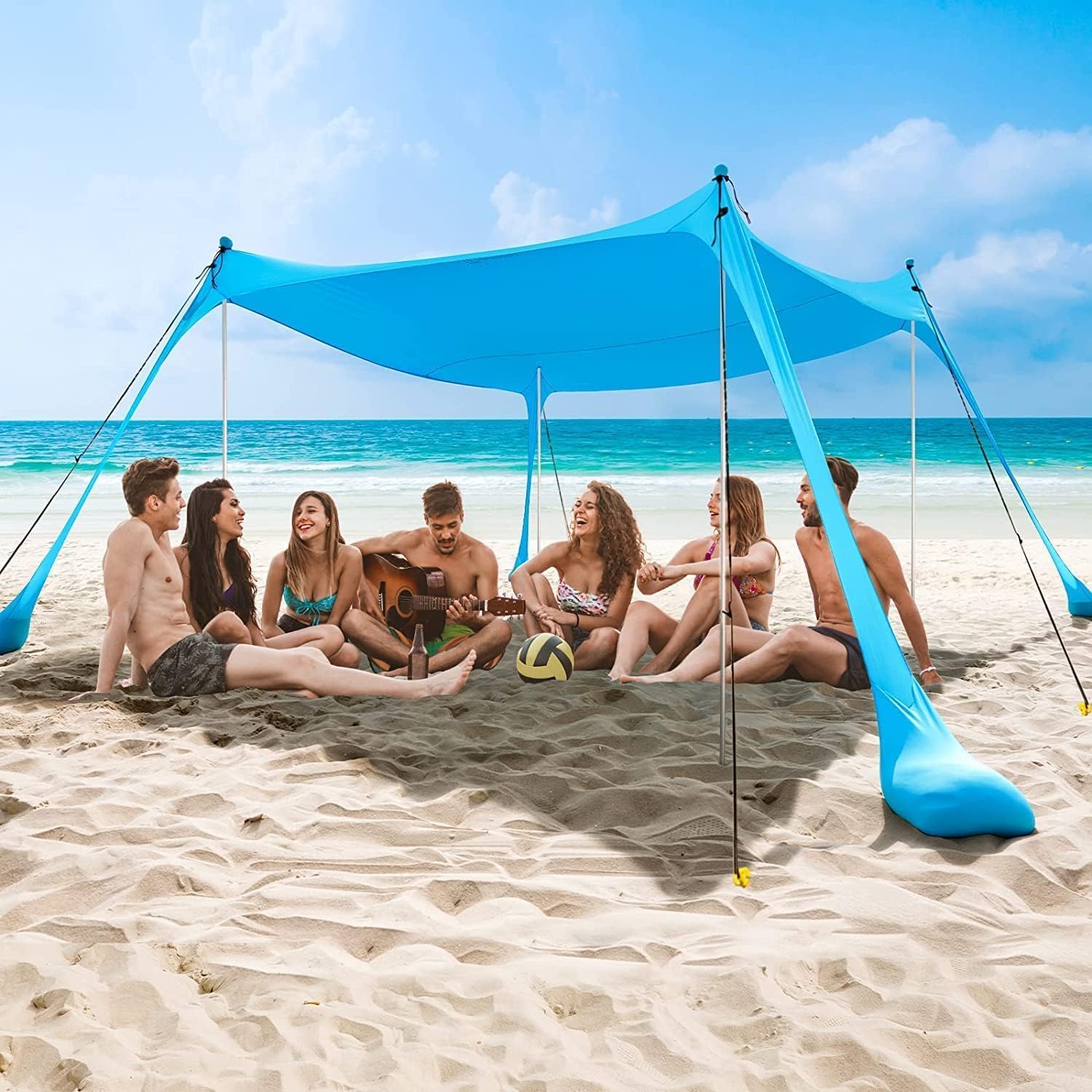 Detalle de COMMOUDS Tenda Parasole da Spiaggia 3m x 3m: Rifugio stabile e pratico per famiglia