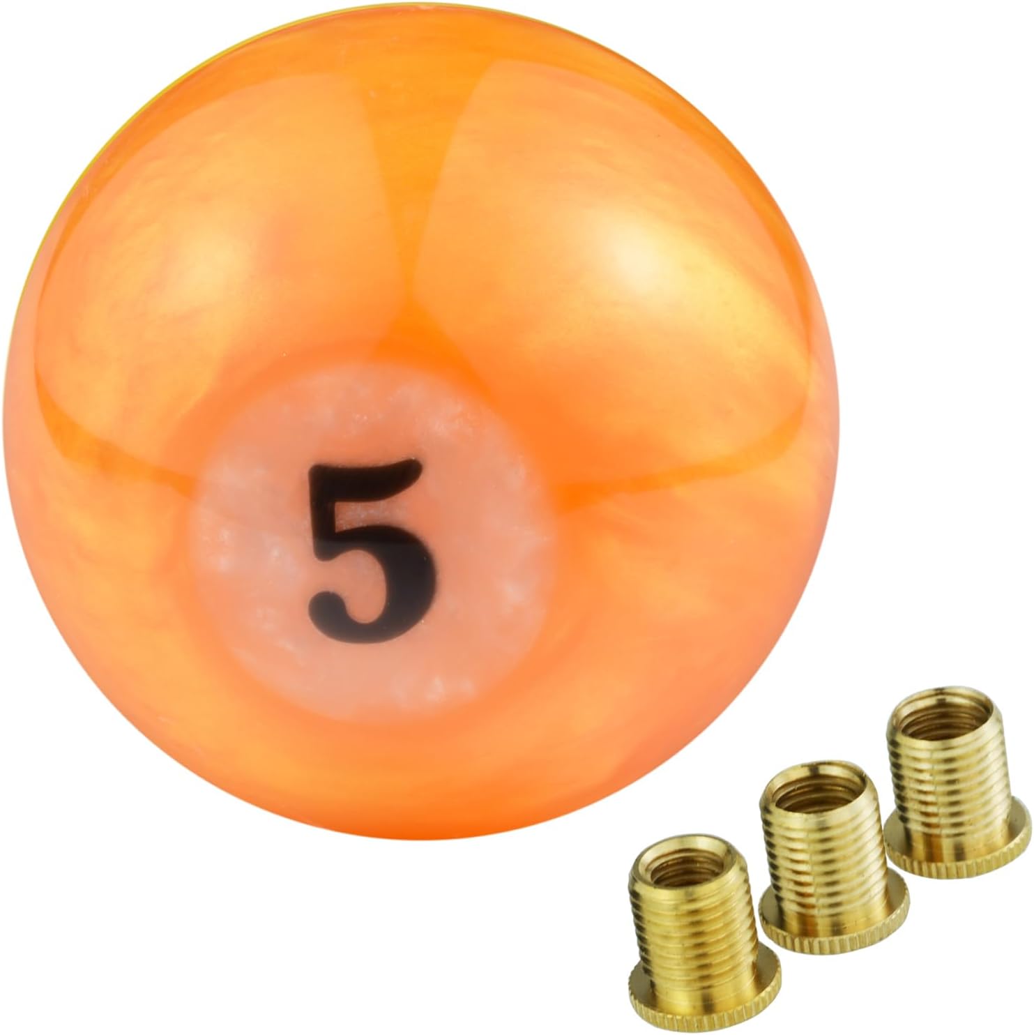 Thumbnail 6 de Temzzer Gear Shifter Knob (Billiard Shapes) Resin Shift Stick Lever Handle – White/Orange, 13