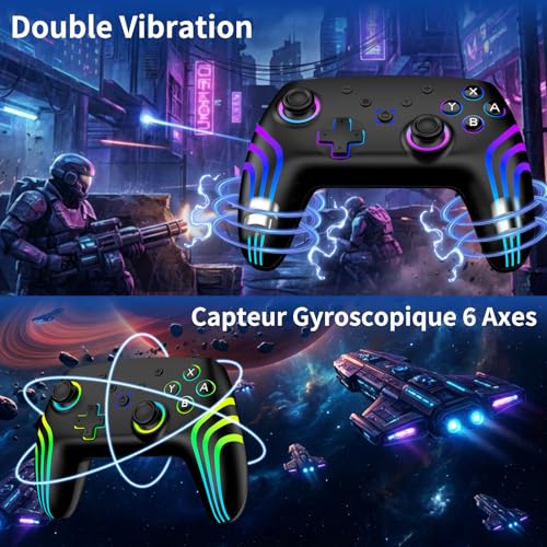 Detalle de Manette Reddening Lot de 2 avec Station de Charge pour Switch 2 et plus – Performance, RGB et Gyroscope