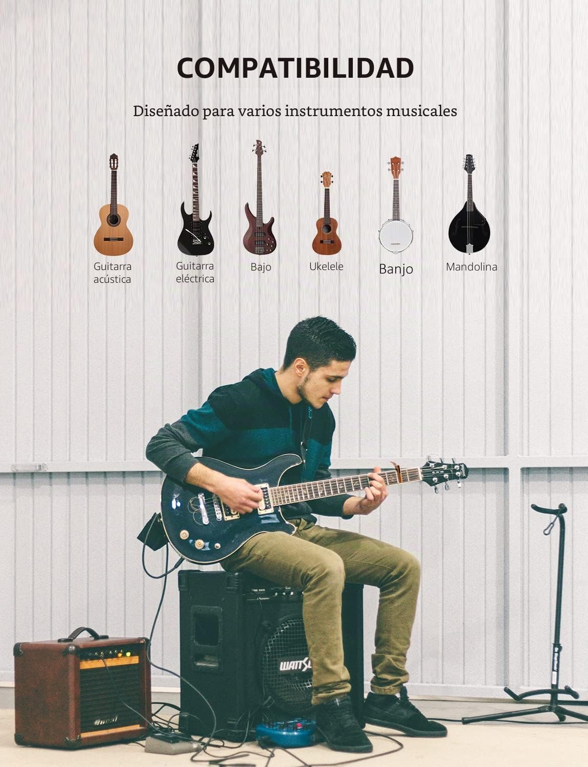 Detalle 2 de Linrax C1 Cejilla Guitarra 3 en 1 con Soporte para Púas y Extractor de Puentes