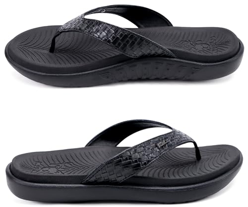 Thumbnail 7 de KuaiLu Women’s Flip Flops with Arch Support: Comfortable Walking Sandals (Size 5, Black)