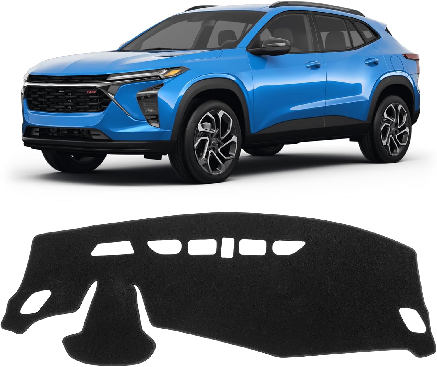 Detalle de KUST Black Dash Cover Custom Fit for 2024–2026 Chevrolet Chevy Trax Polyester Dashboard Mat
