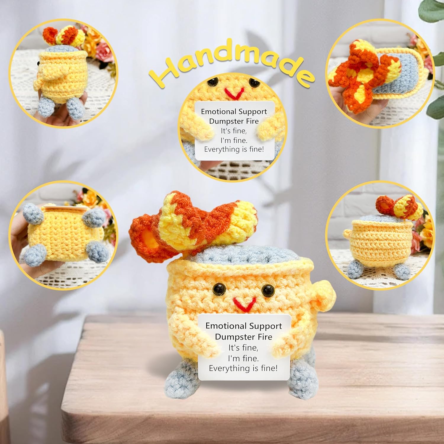 Detalle 2 de KivTovMo Crochet Emotional Support Dumpster Fire — Yellow