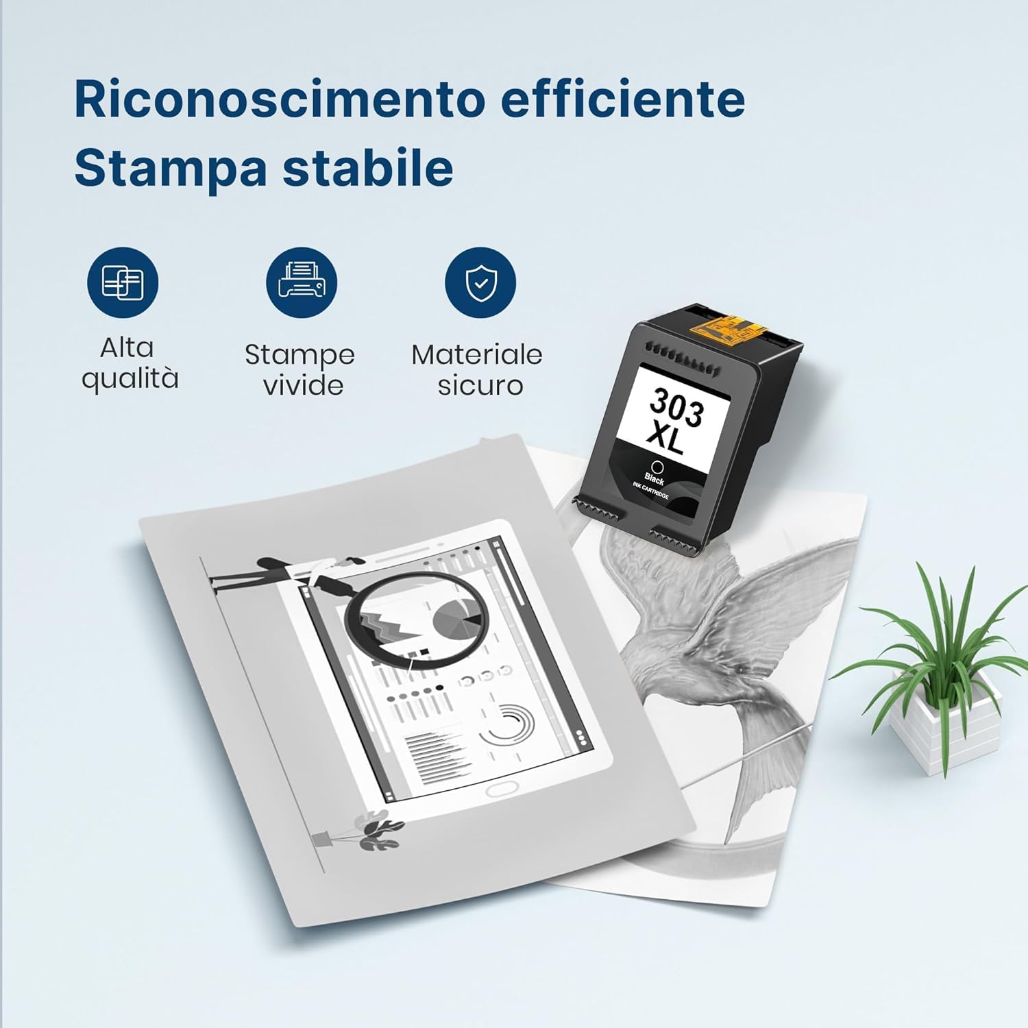 Detalle de Cartuccia HP 303 XL Nero Sostituzione per Envy Photo (1-Pack) – Washope 303 XL