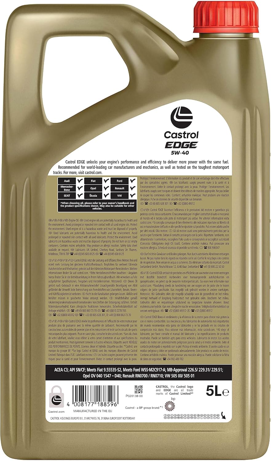 Detalle 2 de Castrol EDGE 5W-40 Motoröl 5L