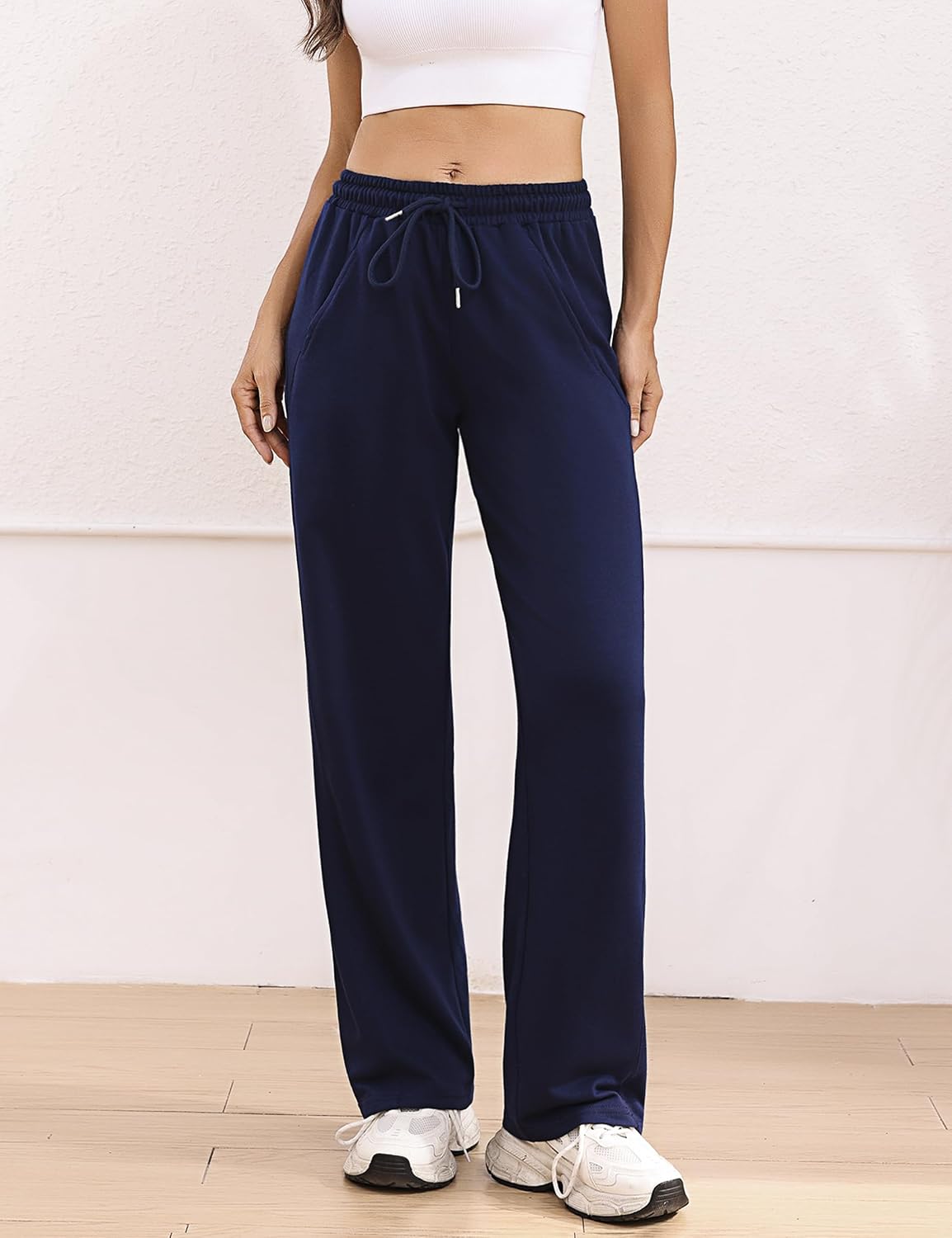 Detalle 2 de Litherday Pantaloni da Jogging Donna Lunghi Baggy in Cotone con Elastico in Vita – Comfort e Versatilità per Yoga, Fitness e Tempo Libero