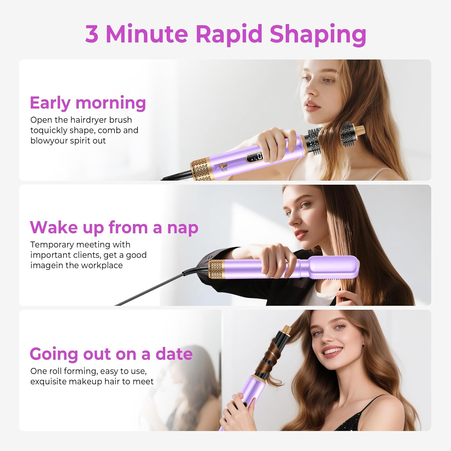 Thumbnail 4 de UMIGA Nuovo Airstyler 5 in 1 set spazzole per asciugacapelli con ferro arricciacapelli ad aria calda da 30 mm e 1000 W