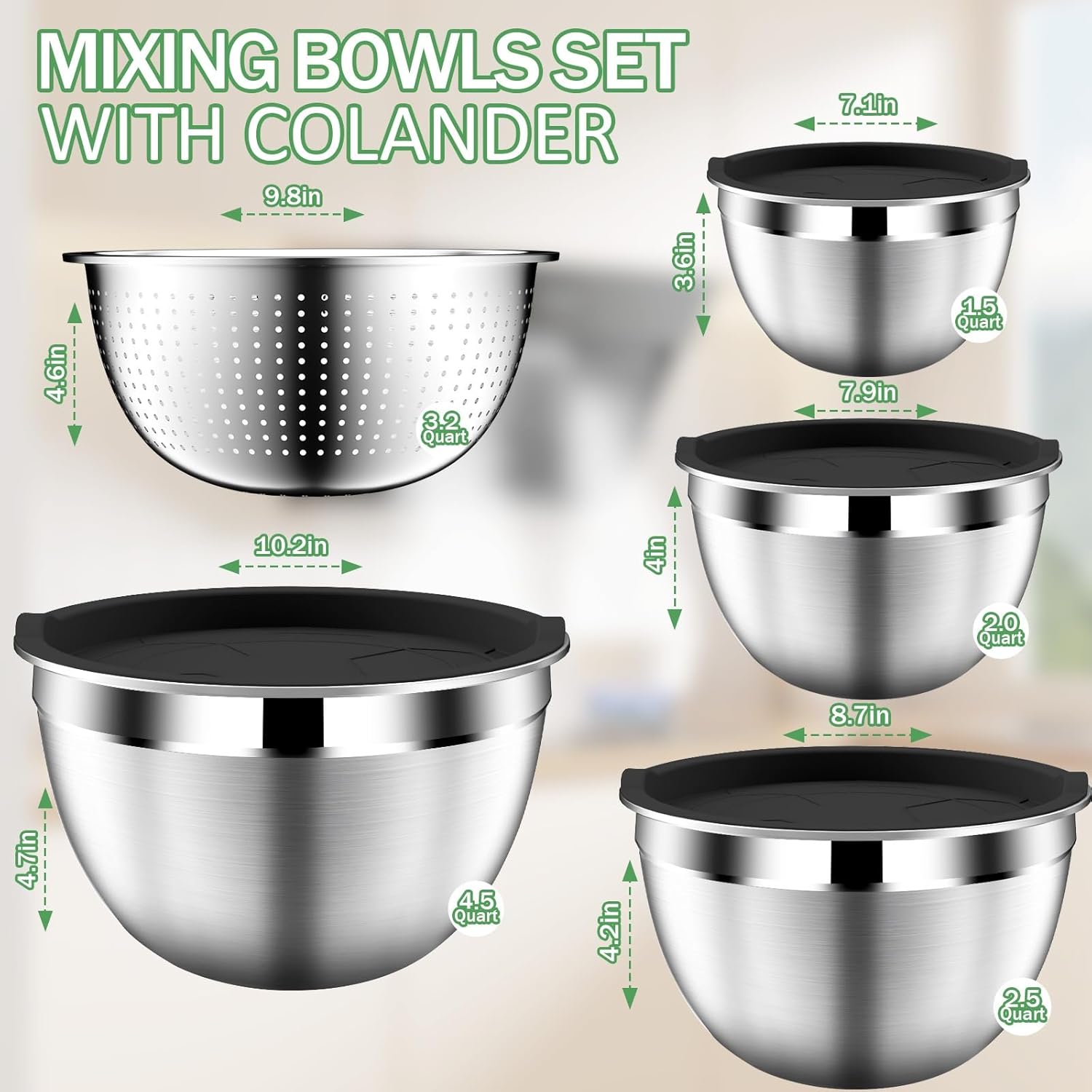 Detalle 2 de DUTZUN Mixing Bowls 4.5QT 🍽