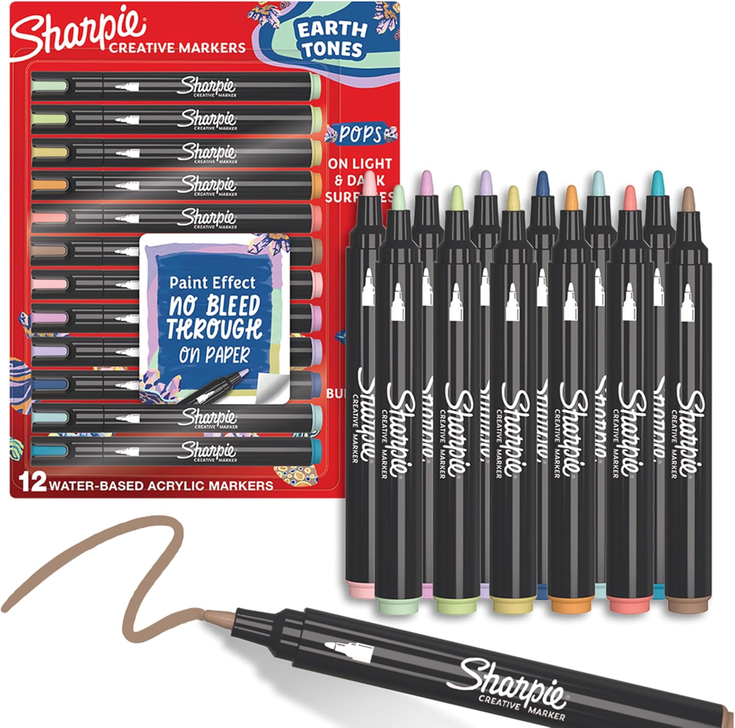 Detalle de Sharpie Creative Marker Acrylic Paint Pens | Earth Tones (12 Count)